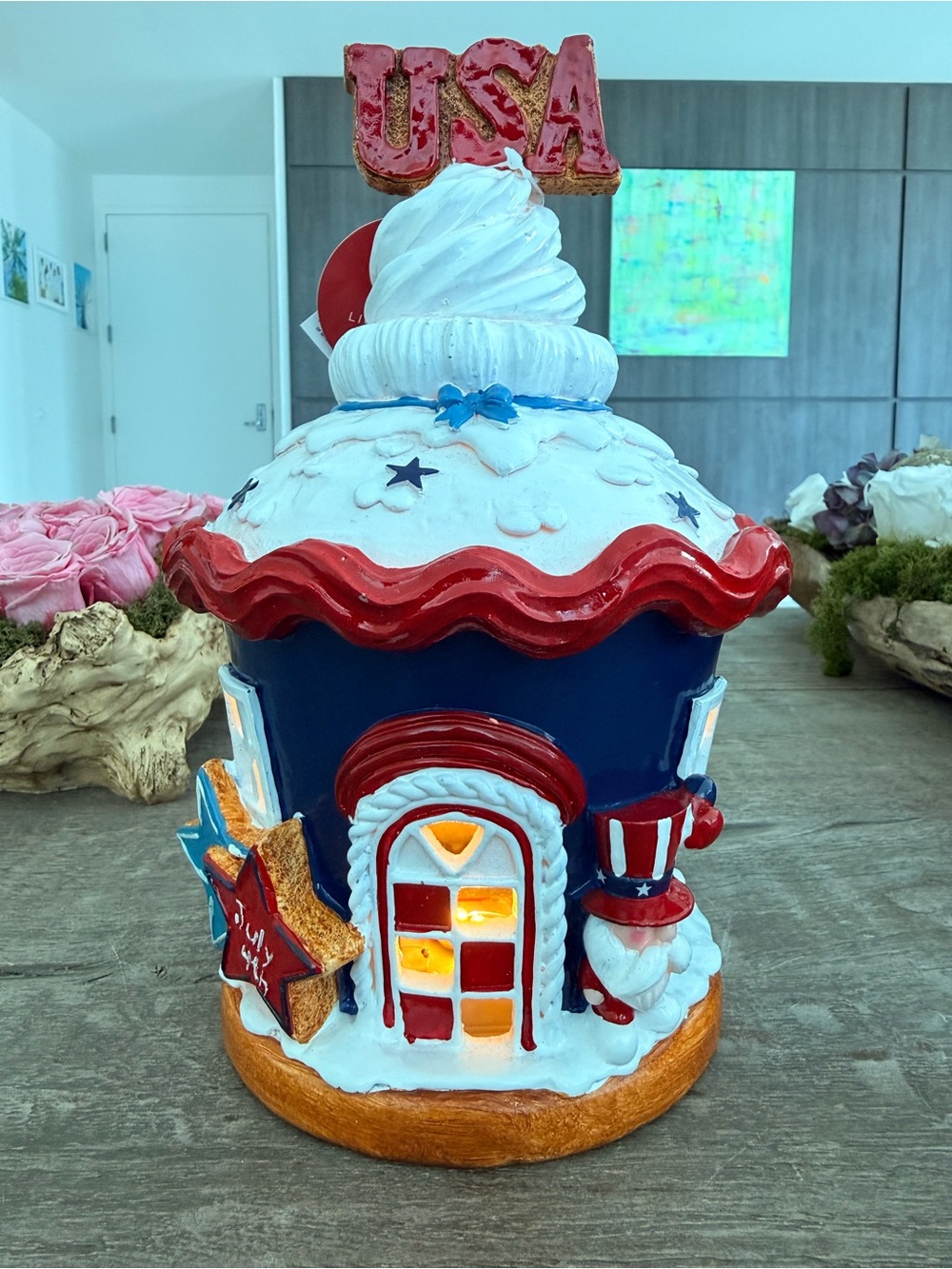Light Up Patriotic Cupcake House Decor | 4th of July | USA Independence Day